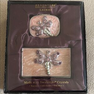 Argento Dragonfly Card Holder & Pill Box – Pink Silver Swarovski NWT Gift